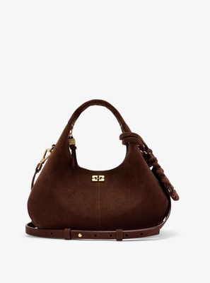 Mini bolso Ganni hobo ante marron